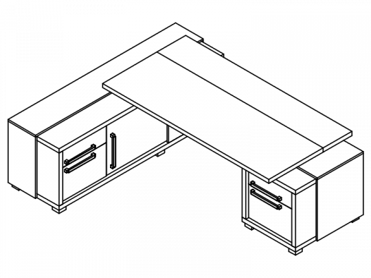 Стол левый с тумбой и греденцией L-120Л
