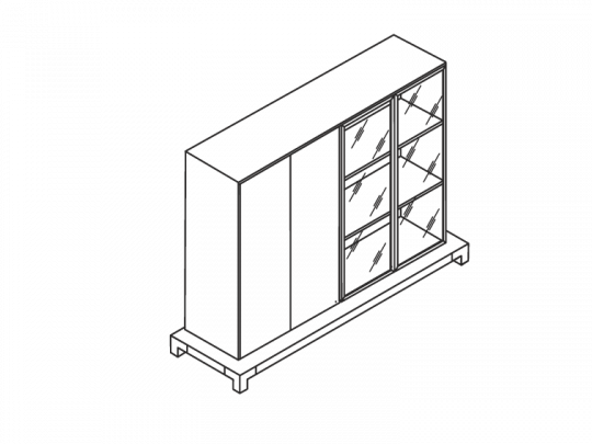 Шкаф средний дерево/стекло в алюм. раме HY.AP.LDC138HW