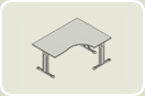 DX106704. Угловой стол Т-образных метал. ножках (R) 160х120х72