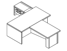 Т-920Л.0000. Стол с левой опорной тумбой и брифинг-приставкой 2000x3700x750