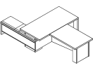 Т-920Пр.0000. Стол с правой опорной тумбой и брифинг-приставкой 2000x3700x750