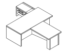 Т-822Л.1000. Стол с левой опорной тумбой и брифинг-приставкой 2200x3700x750