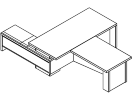 Т-922Пр.0000. Стол с правой опорной тумбой и брифинг-приставкой 2200x3700x750