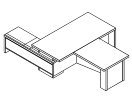 Т-820Пр.0000. Стол с правой опорной тумбой и брифинг-приставкой 2000x3150x750