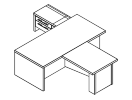 Т-822Л.0000. Стол с левой опорной тумбой и брифинг-приставкой 2200x3150x750