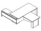 Т-822Пр.0000. Стол с правой опорной тумбой и брифинг-приставкой 2200x1000x750
