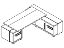 L-120ПР. Стол правый с тумбой и греденцией 2470x2016x750