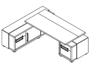 L-120Л. Стол левый с тумбой и греденцией 2470x2016x750