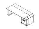 L-115ПР. Стол с тумбой правый 2235x1000x750