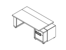 L-114ПР. Стол с тумбой правый 2035x1000x750