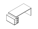 ВЛ-146ДТ. Стол левый на опорной тумбе малой 2020x940x760