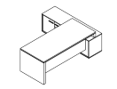 ВЛ-138ДТ. Стол левый на опорной тумбе 2220x1800x760